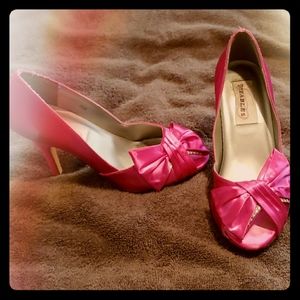 Fuchsia Pink Dyeables Satin Heels 5.5